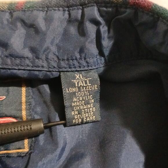 Vintage Back Packer Sportswear Men's XLTall Long-Sleeved Flannel Blue/Green/Red - Picture 9 of 14